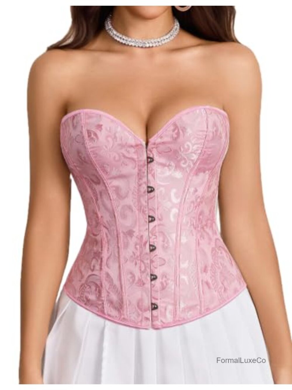 Overbust Corset Top Steel Boned Waist Trainer Bustier Lingerie
